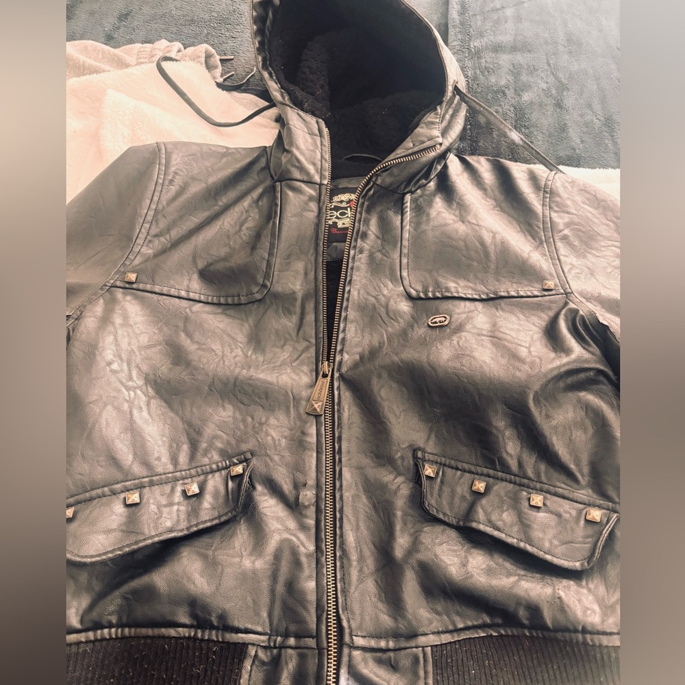 Women’s Black Faux Leather Hooded Jacket 🖤🖤